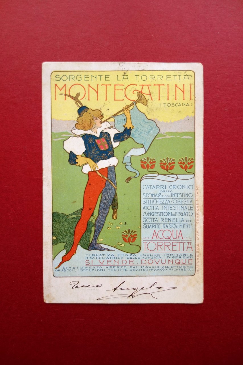 Cartolina Sorgente la Torretta Montecatini Acqua Purgativa Viaggiata Primo '900