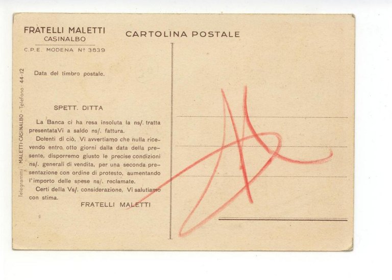 Cartolina Supermaletti Maletti Casinalbo Modena non viaggiata