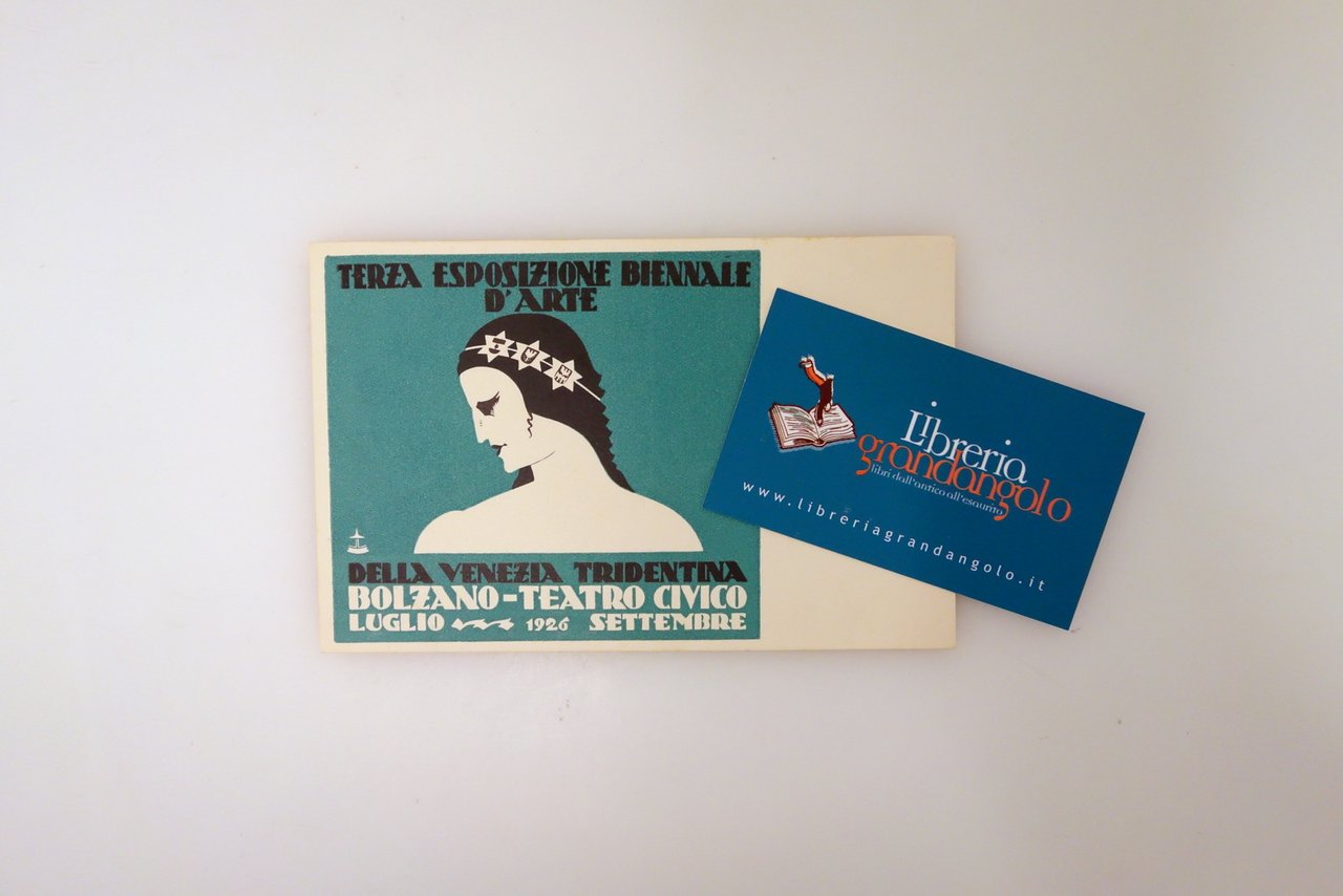 Cartolina Terza Esposizione Biennale d'Arte Venezia Tridentina Bolzano 1926 Rara | Immagine principale