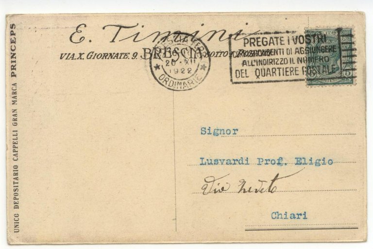 Cartolina Timini Le Pi˘ Eleganti Calzature I Migliori Cappelli 1922 … | Immagine Gallery 2