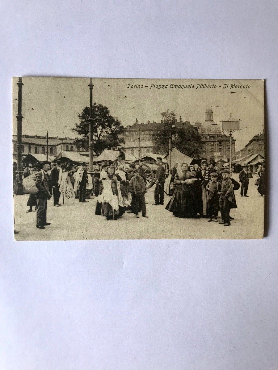 Cartolina Torino Piazza Emanuele Filiberto Il Mercato Viaggiata 1912