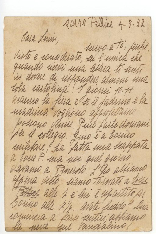 Cartolina Torre Pellice 1922 viaggiata Torino | Immagine Gallery 2