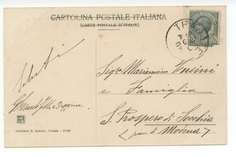 Cartolina Tradate Ponte Fontanile 1908 viaggiata Varese