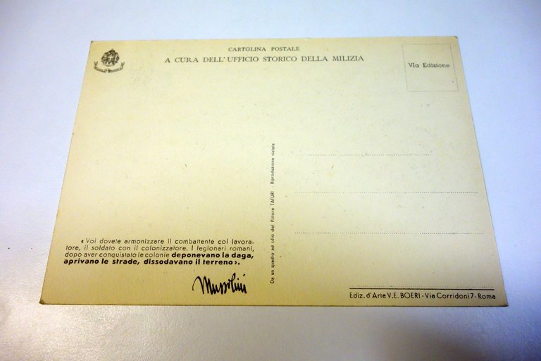 Cartolina Ufficio Storico della Milizia non viaggiata Tafuri