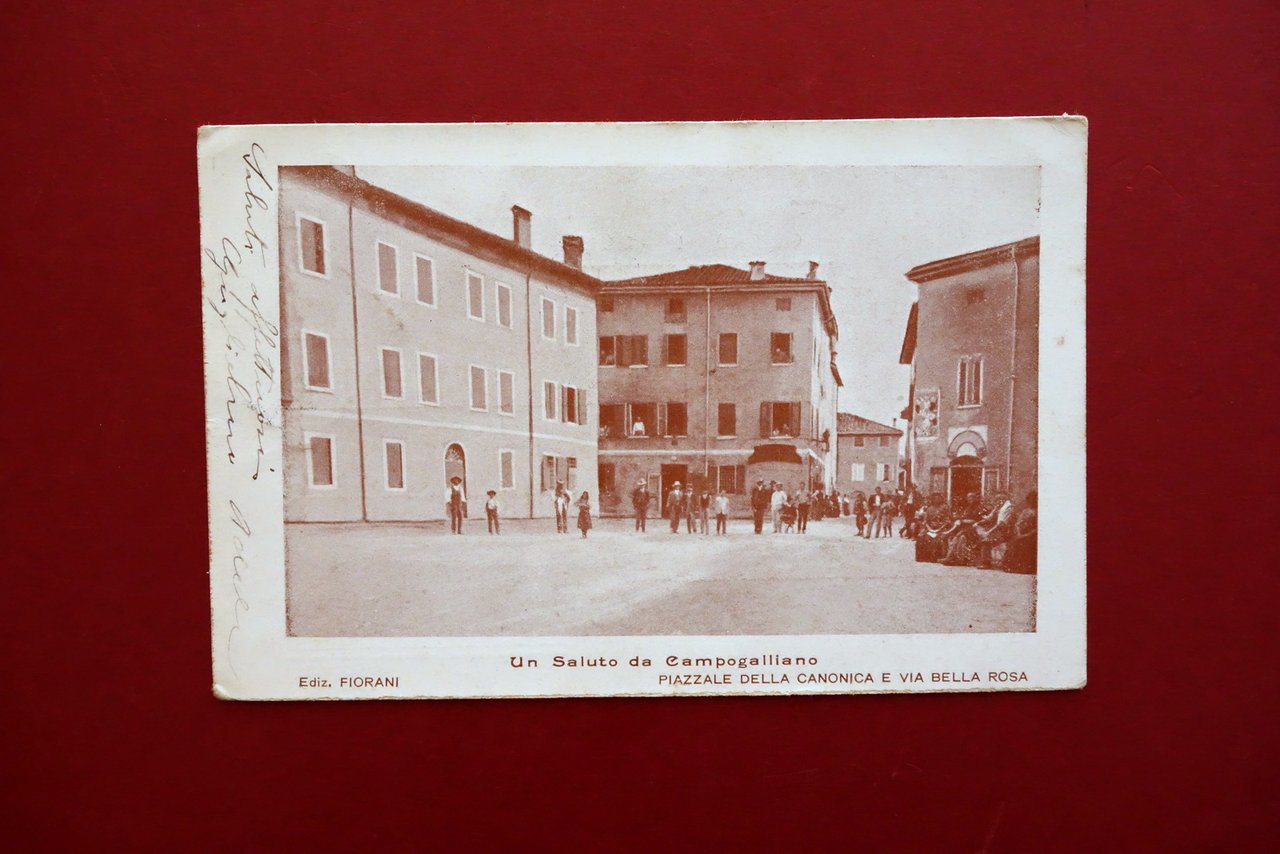 Cartolina Un Saluto da Campogalliano Piazzale Canonica Via Bella Rosa … | Immagine principale