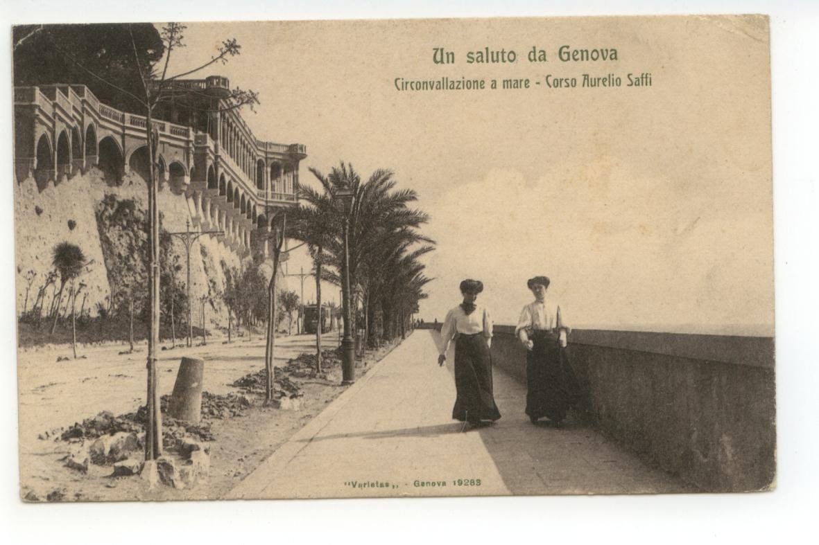 Cartolina Un Saluto da Genova Circonvallazione a Mare Corso Aurelio …