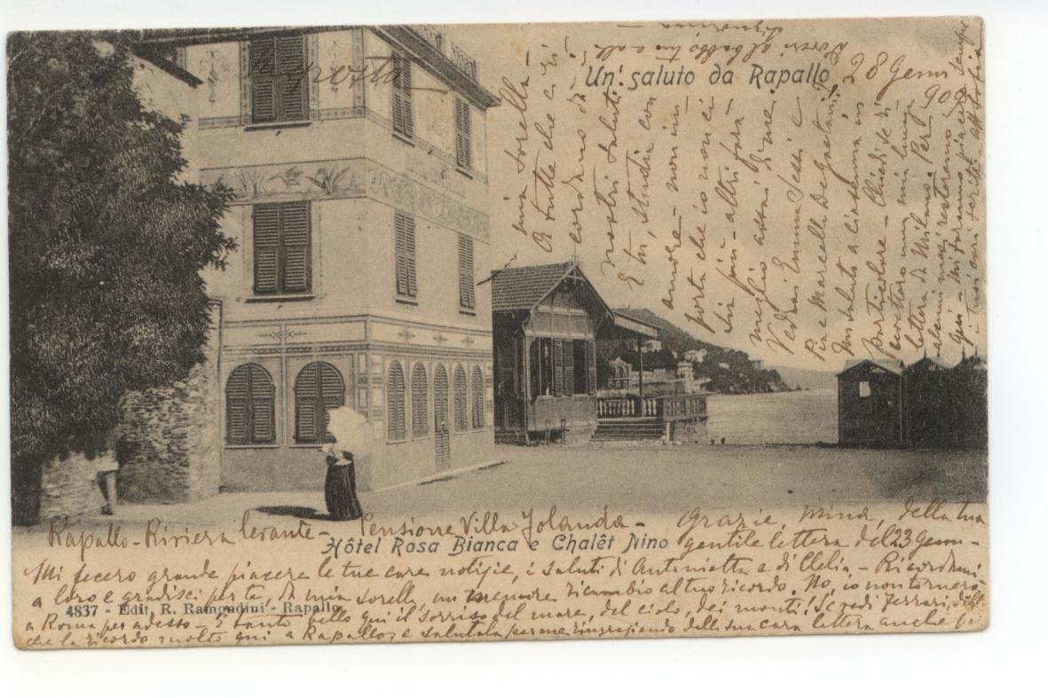 Cartolina Un Saluto da Rapallo Hotel Rosa Bianca e Chalet … | Immagine principale