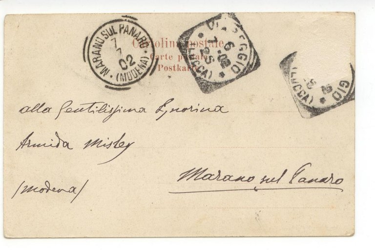 Cartolina Un saluto da Viareggio Darsena Nuova viaggiata 1902 Lucca