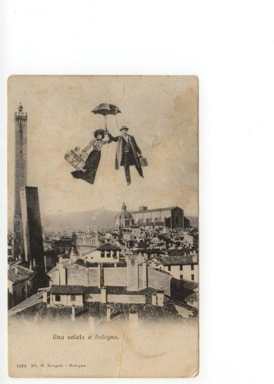 Cartolina Una Volata a Bologna 1912 viaggiata Mary Poppins