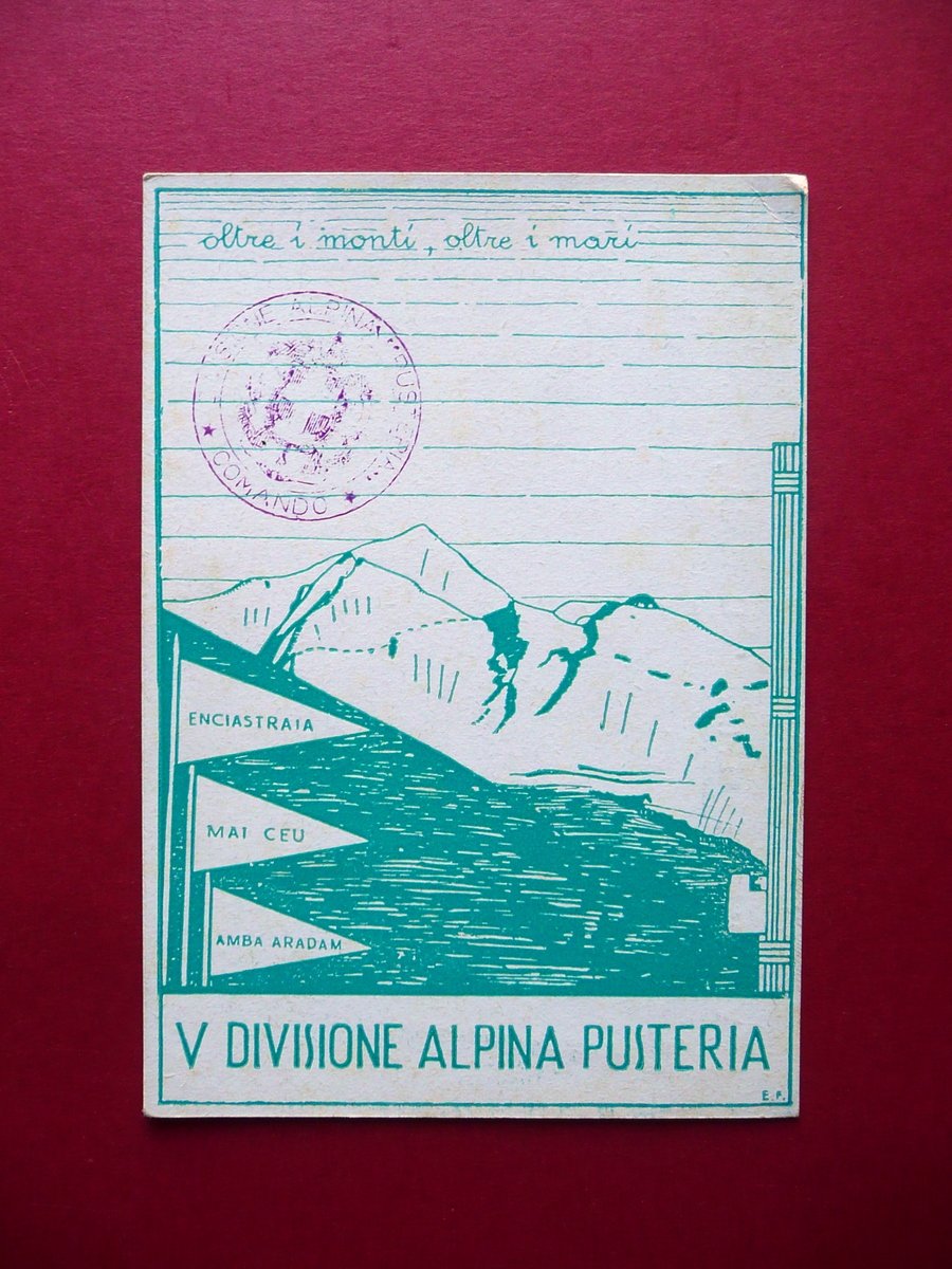 Cartolina V∞ Divisione Alpina Pusteria Tmbro Comando Divisione Non Viaggiata