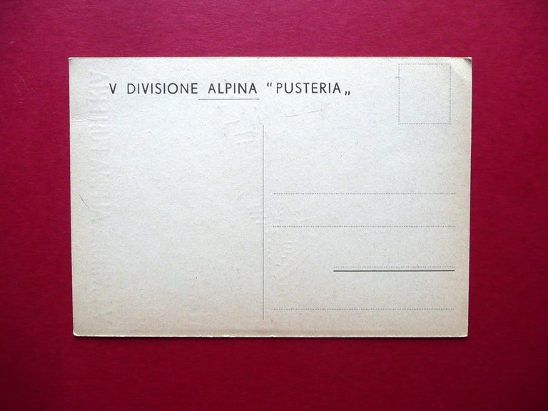 Cartolina V∞ Divisione Alpina Pusteria Tmbro Comando Divisione Non Viaggiata