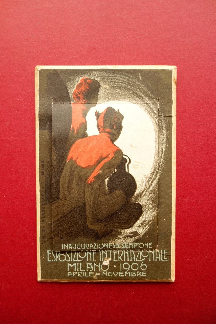 Cartolina Valigetta Esposizione di Milano 1906 Inaugurazione Galleria Sempione
