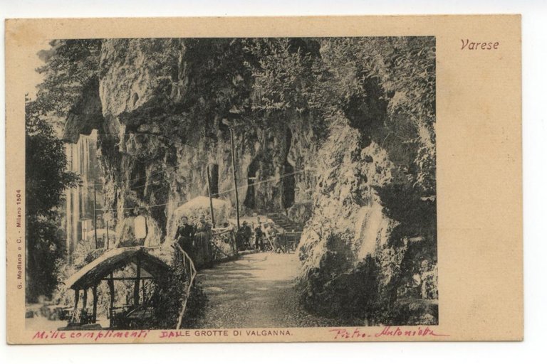 Cartolina Varese Le Grotte di Valganna 1900 viaggiata