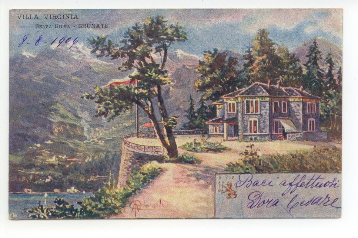 Cartolina Villa Virginia Selva Silva Brunate 1906 viaggiata Como