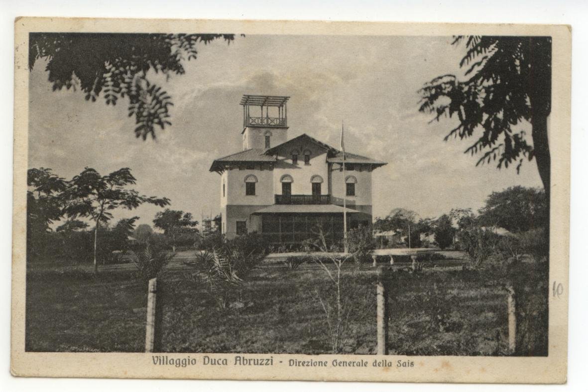 Cartolina Villaggio Duca Abruzzi Direzione Generale 1928 viaggiata Somaglia