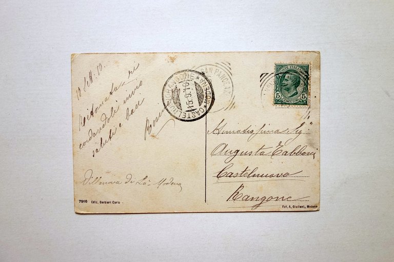 Cartolina Villanova di L‡ Chiesa Parrocchiale Viaggiata 1910 Modena | Immagine Gallery 2