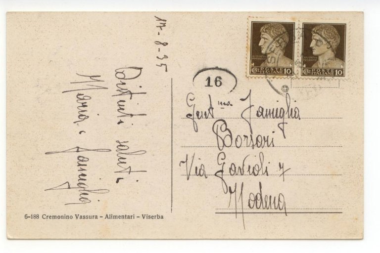 Cartolina Viserba Spiaggia L' ora del Sole 1935 viaggiata Rimini | Immagine Gallery 2