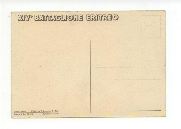 Cartolina XIV∞ Battaglione Eritreo non viaggiata Boeri Edizioni