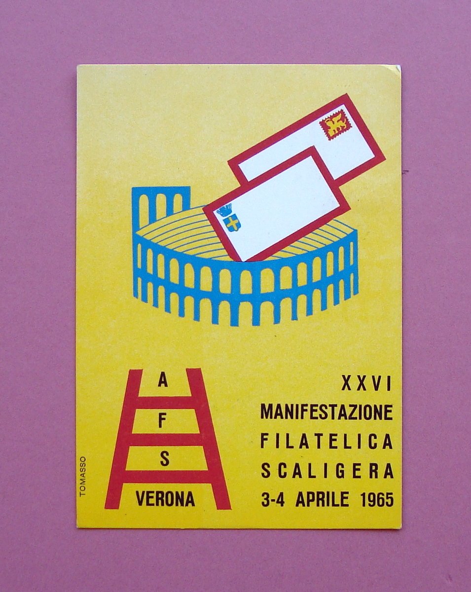 Cartolina XXVI Manifestazione Filatelica Scaligera 1965 Tomasso Annullo Fil