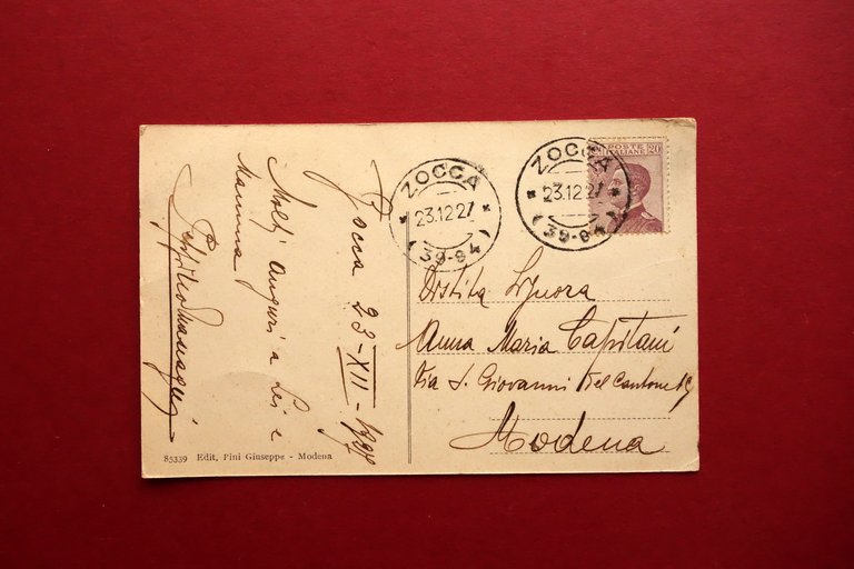 Cartolina Zocca di Modena Panorama Viaggiata 1927