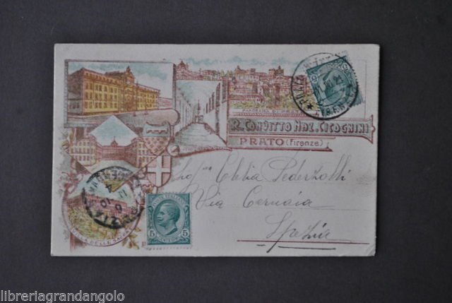 Cartoline Toscana Prato Convitto Collegio Cicognini Disegni 1910