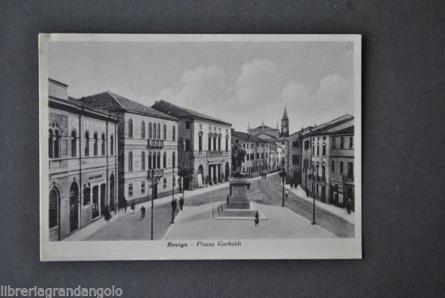 Cartoline Veneto Rovigo Piazza Garibaldi Animata Monumento 1942