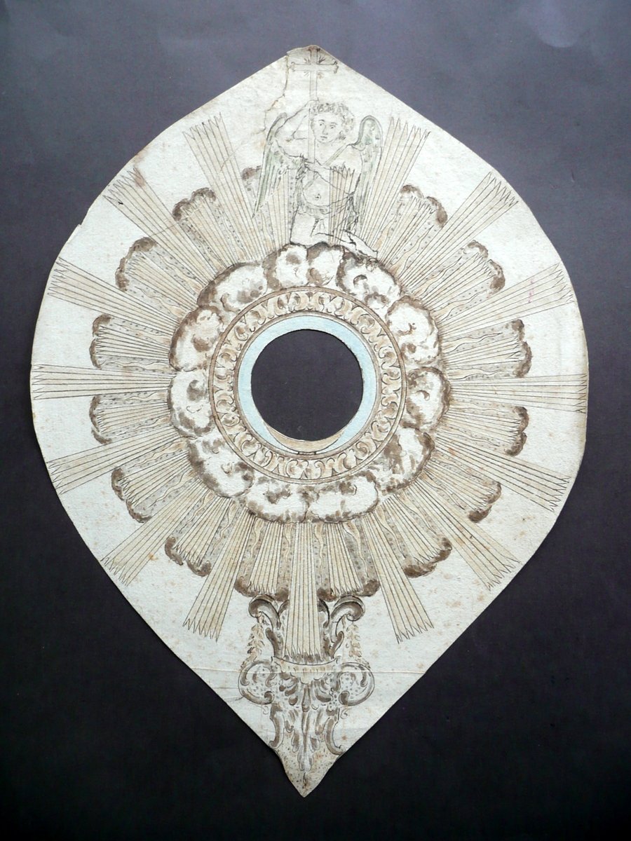 Cartoncino Disegnato a Colori Passpartout Reliquia Immagine Sacra '700