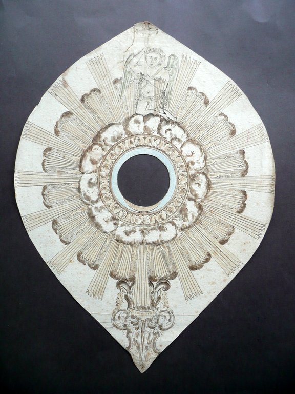 Cartoncino Disegnato a Colori Passpartout Reliquia Immagine Sacra '700 | Immagine Gallery 1