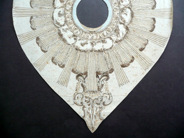 Cartoncino Disegnato a Colori Passpartout Reliquia Immagine Sacra '700