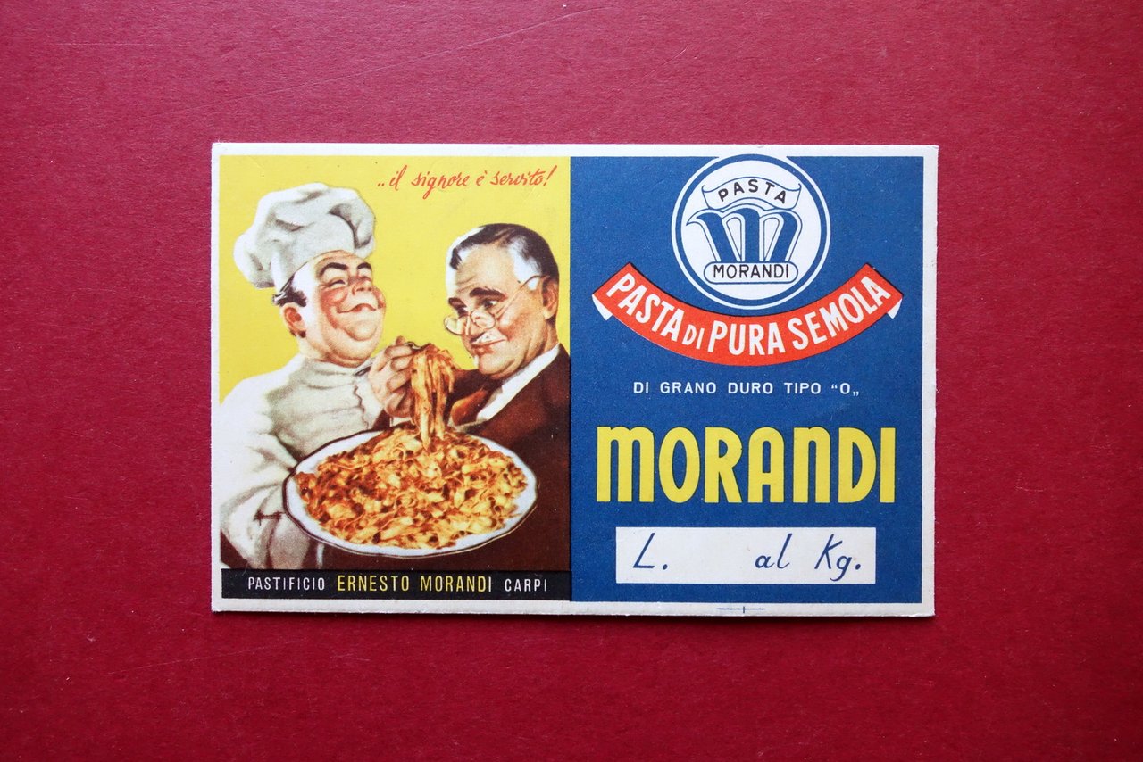 Cartoncino Pubblicit‡ Pastificio Ernesto Morandi Carpi Pasta Grafica Anni '50