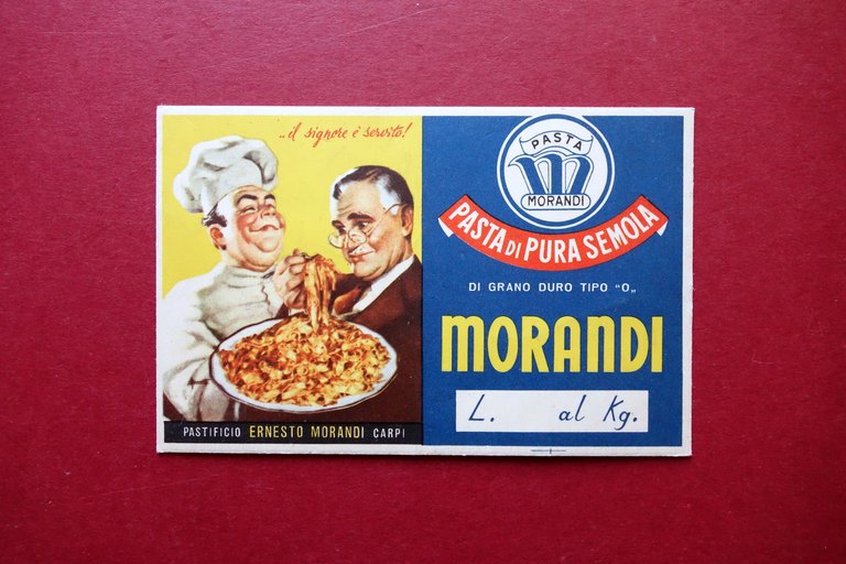 Cartoncino Pubblicit‡ Pastificio Ernesto Morandi Carpi Pasta Grafica Anni '50