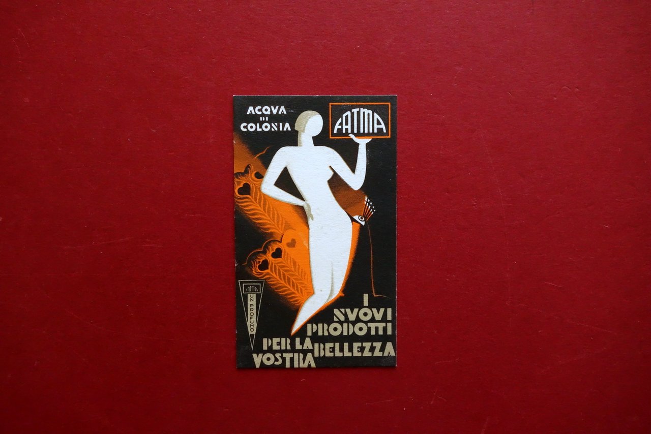 Cartoncino Pubblicitario Acqua di Colonia Fatma Profumo Grafica Deco Anni … | Immagine principale