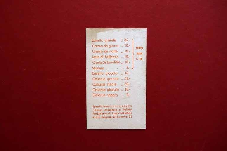 Cartoncino Pubblicitario Acqua di Colonia Fatma Profumo Grafica Deco Anni … | Immagine Gallery 2