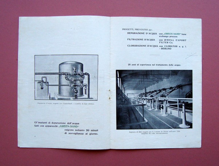 Catalogo 1930 Depuratori Carlo Cozzi Trieste filtrazione clorazione acqua