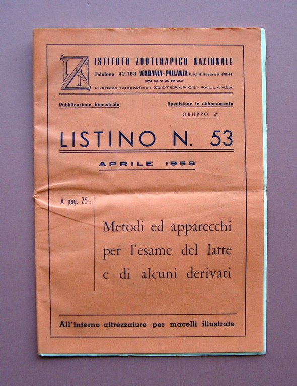 Catalogo 1958 Istituto Zooterapico Nazionale Listino N 53 attrezzi per … | Immagine Gallery 1