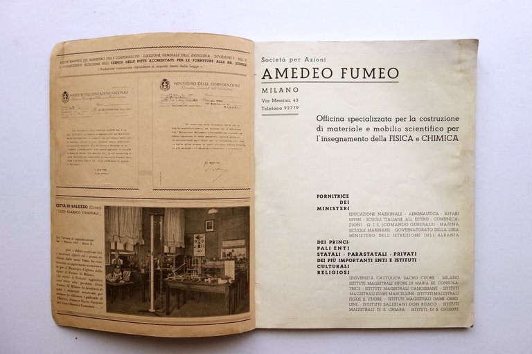 Catalogo A. Fumeo Milano Chimica Fisica Arredamento Scientifico Anni '30 …