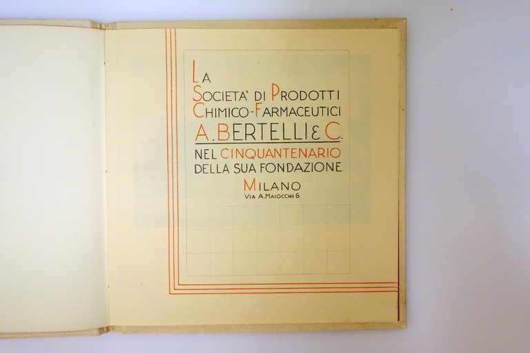 Catalogo Bertelli Prodotti Farmaceutici 1888-1938 Cinquantenario Fondazione