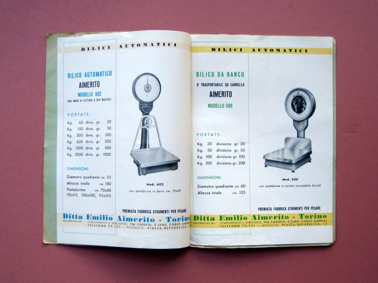 Catalogo Ditta Emilio Aimerito Torino Strumenti per pesare bilance