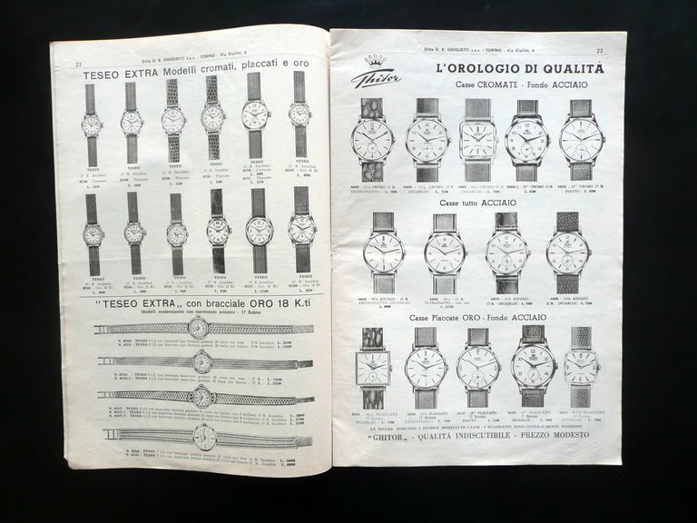 Catalogo Ditta G. B: Ghiglietti Torino Sveglie Elettriche Orologi Lenti …