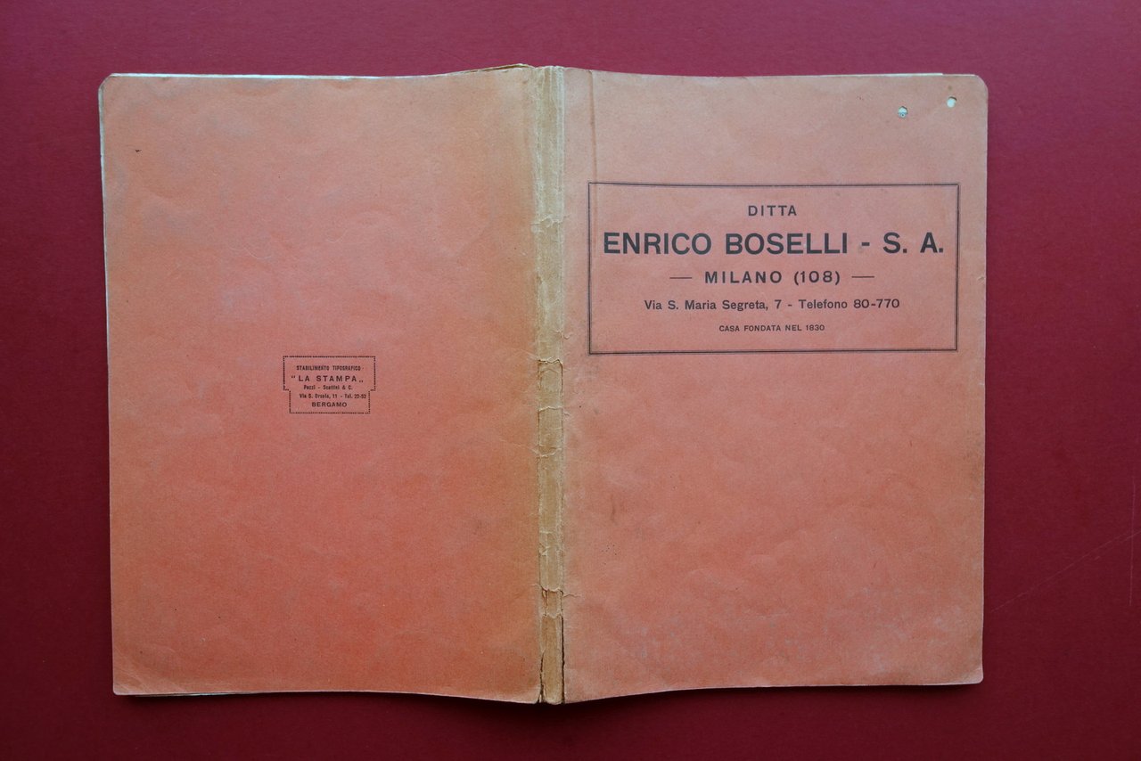 Catalogo Enrico Boselli Milano Macchine Utensili Oreficeria Meccanica 1928