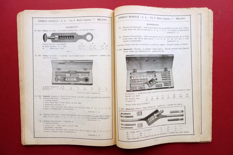 Catalogo Enrico Boselli Milano Macchine Utensili Oreficeria Meccanica 1928
