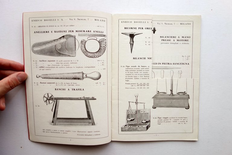 Catalogo Enrico Boselli Milano Macchine Utensili Oreficerie Gioielli 1934
