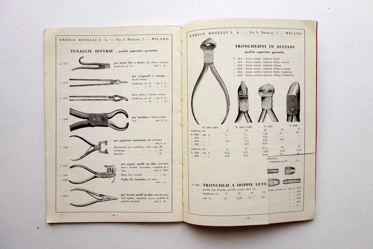 Catalogo Enrico Boselli Milano Macchine Utensili Oreficerie Gioielli 1934