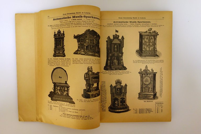 Catalogo Ernst Holzweissig Nache Leipzig Musikwerke Strumenti Automi 1894-95