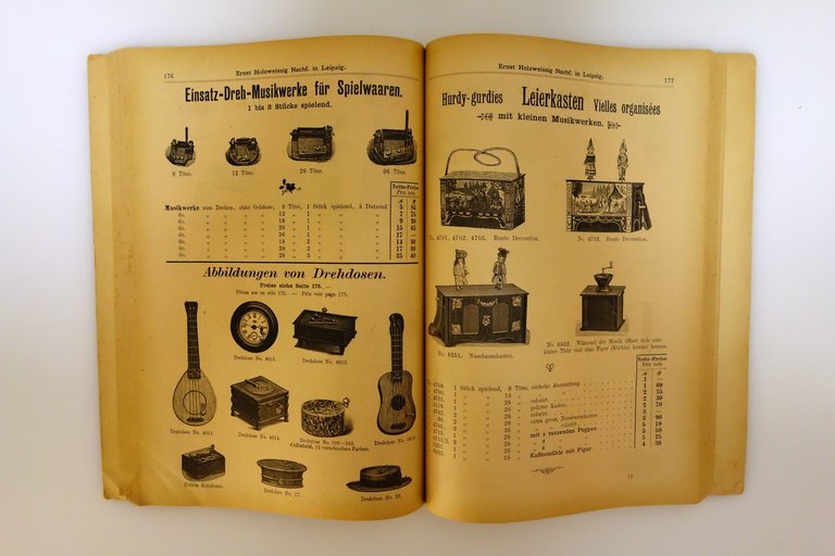 Catalogo Ernst Holzweissig Nache Leipzig Musikwerke Strumenti Automi 1894-95