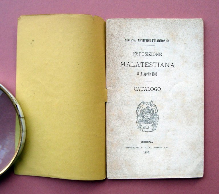 Catalogo Esposizione Malatesta 1886 Modena Tipografia Toschi