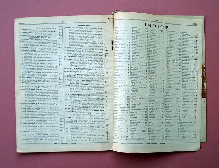 Catalogo Fratelli Ingegnoli Milano 15 Gennaio 1935 Piante Ortaggi