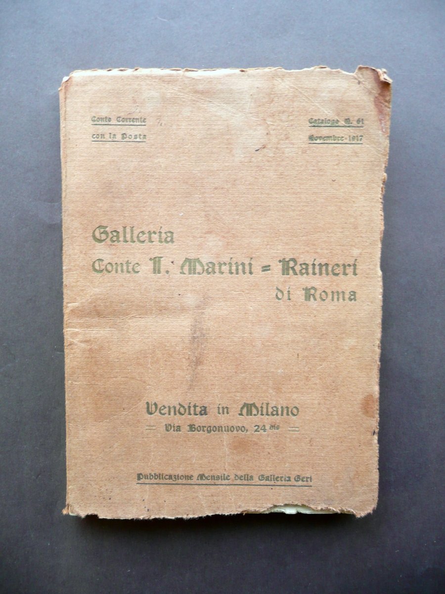 Catalogo Galleria Conte Marini Raineri Roma Vendita Milano Geri 1917 … | Immagine principale