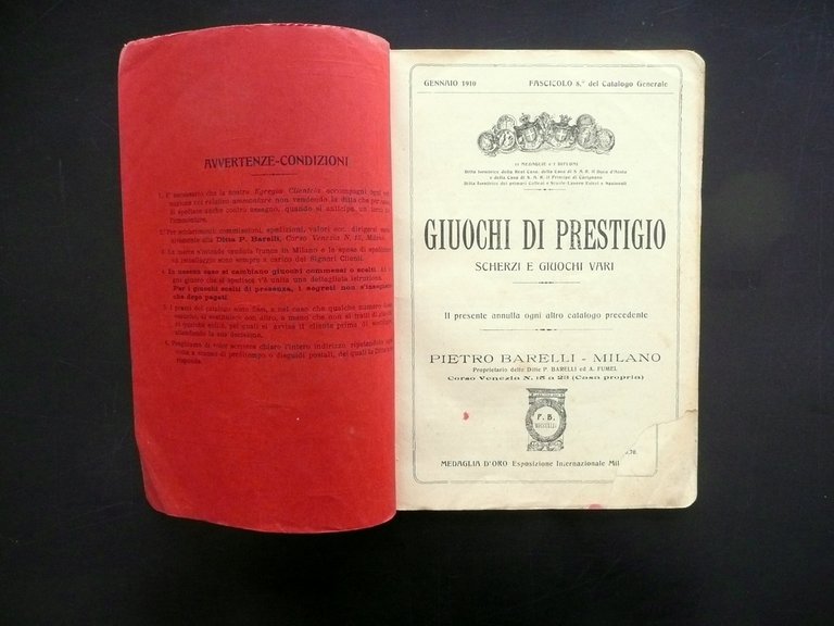 Catalogo Giochi di Prestigio Scherzi e Giuochi Vari Pietro Barelli …