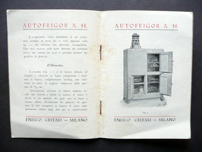 Catalogo Industriale Autofrigor A. H. Uso Domestico E. Cestari Milano …